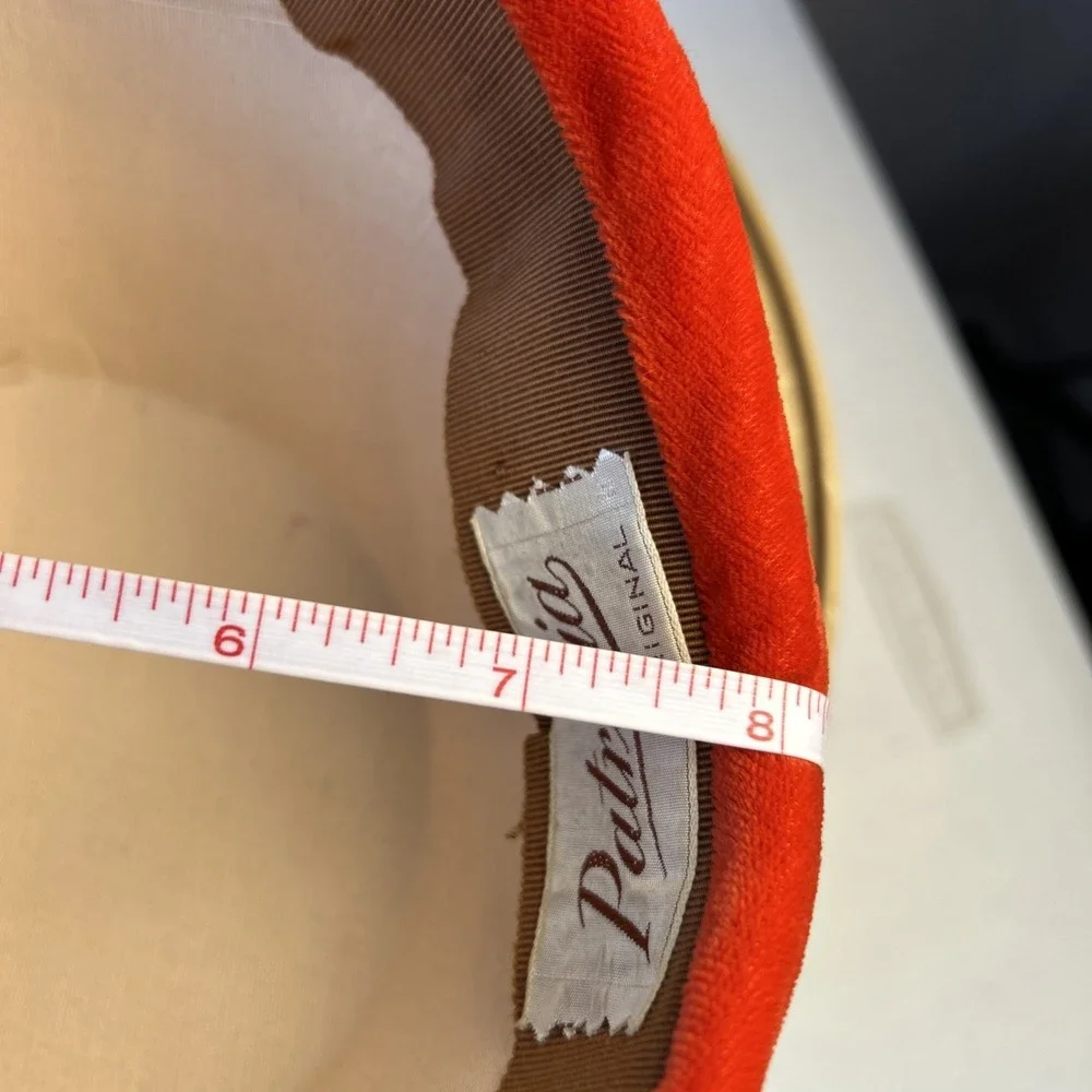 Vintage Patricia‎ Velvet Turban Hat Orange And Brown With Hat Box - Picture 7 of 8